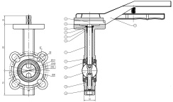 Wafer type butterfly valve and stainless steel with molybdenum disk and EPDM soft seat, DN32/40, PN16. PA600 series 